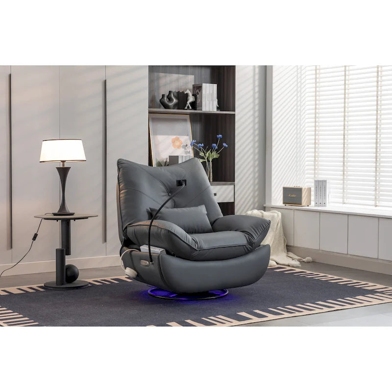 Sillón reclinable giratorio 270° con altavoz y puertos de carga