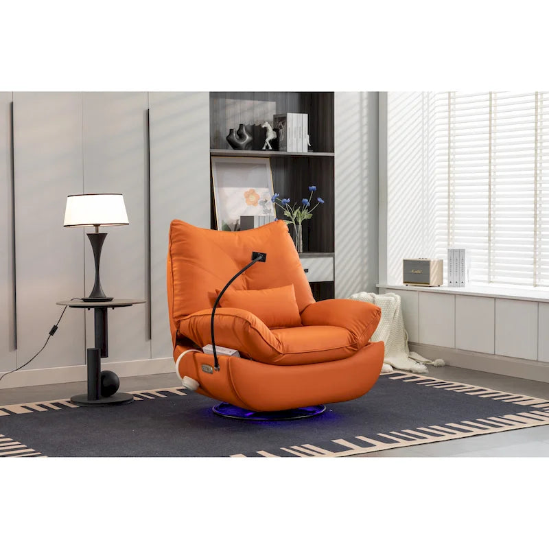 Sillón reclinable giratorio 270° con altavoz y puertos de carga