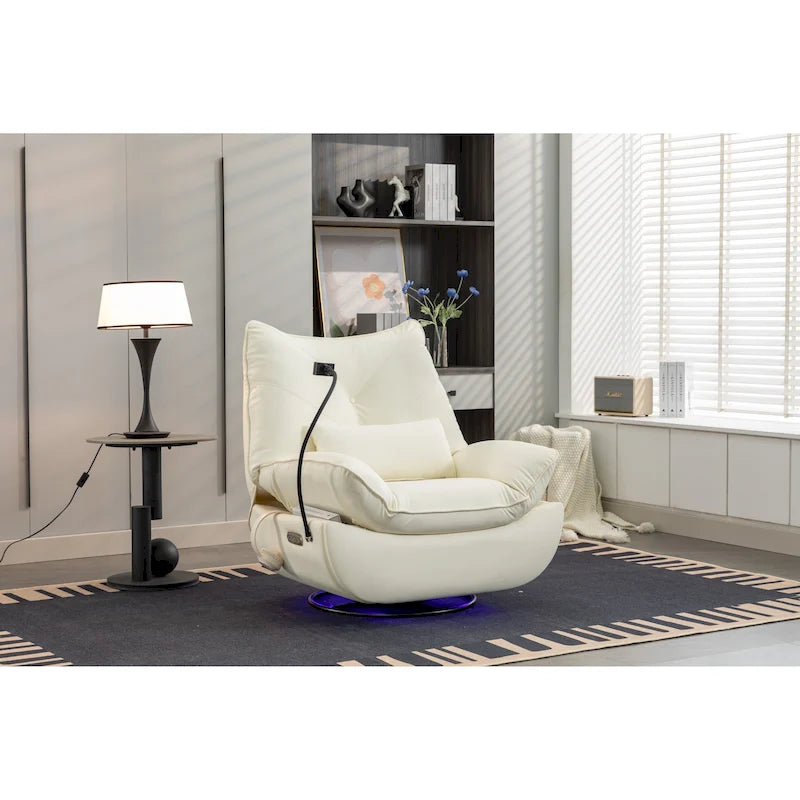 Sillón reclinable giratorio 270° con altavoz y puertos de carga