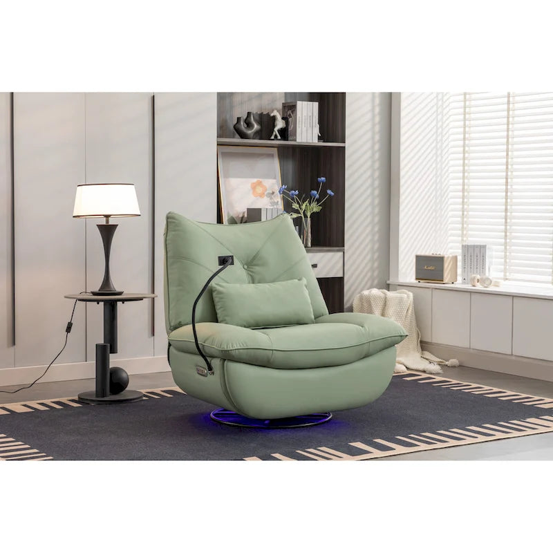 Sillón reclinable giratorio 270° con altavoz y puertos de carga