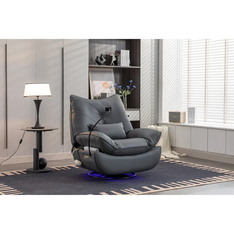 Sillón reclinable giratorio 270° con altavoz y puertos de carga