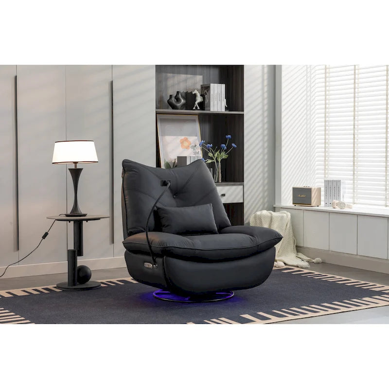 Sillón reclinable giratorio 270° con altavoz y puertos de carga