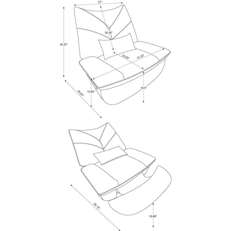 Sillón reclinable giratorio 270° con altavoz y puertos de carga