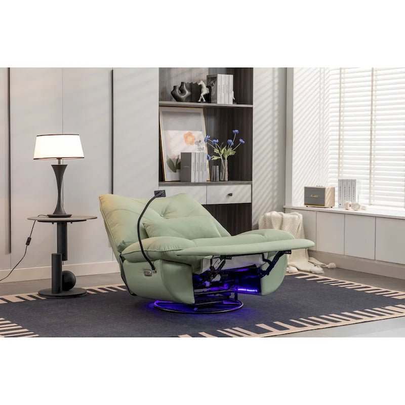 Sillón reclinable giratorio 270° con altavoz y puertos de carga
