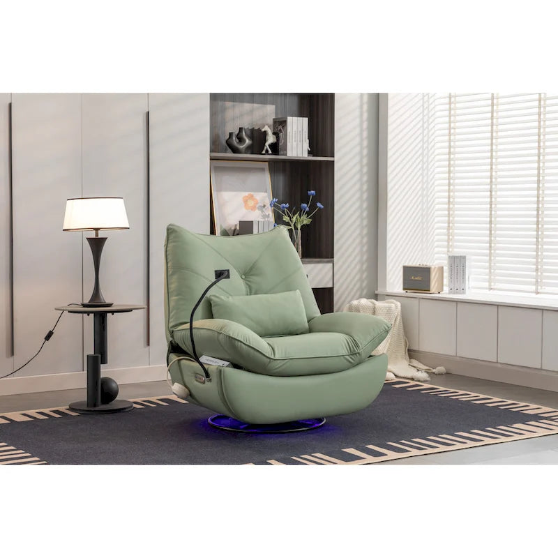 Sillón reclinable giratorio 270° con altavoz y puertos de carga