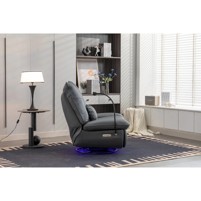 Sillón reclinable giratorio 270° con altavoz y puertos de carga