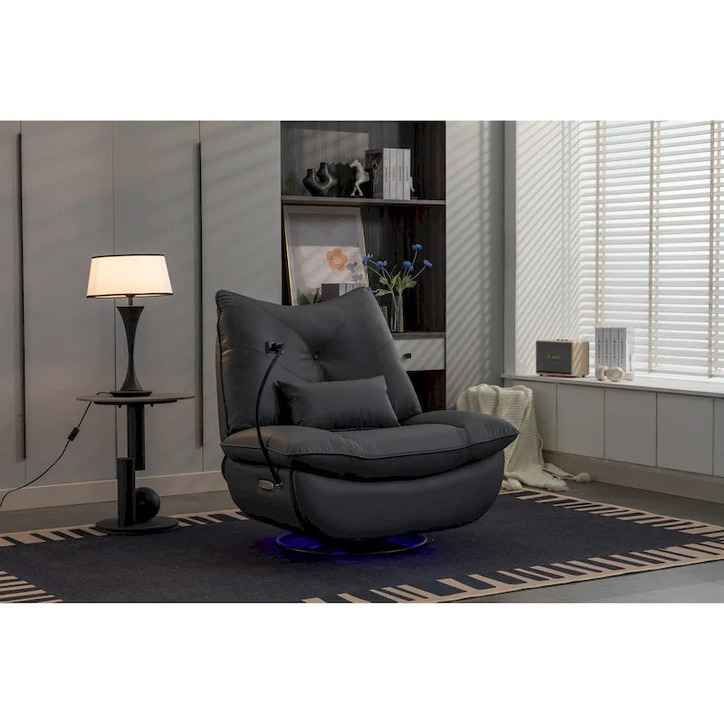 Sillón reclinable giratorio 270° con altavoz y puertos de carga