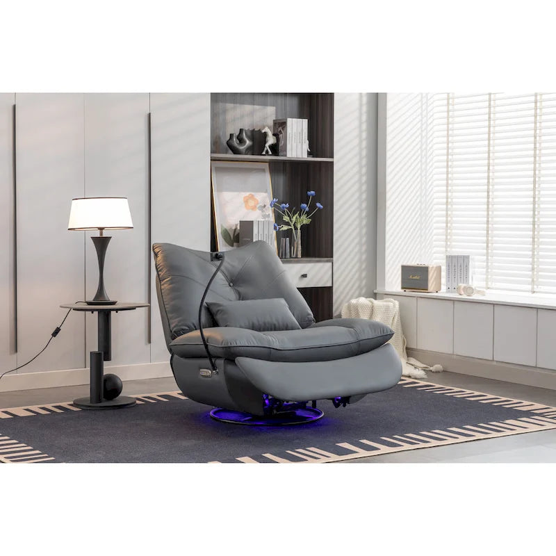 Sillón reclinable giratorio 270° con altavoz y puertos de carga