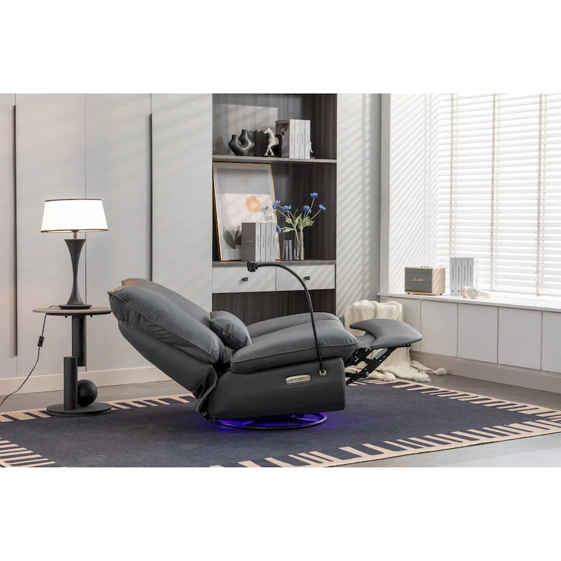 Sillón reclinable giratorio 270° con altavoz y puertos de carga