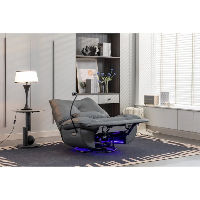 Sillón reclinable giratorio 270° con altavoz y puertos de carga