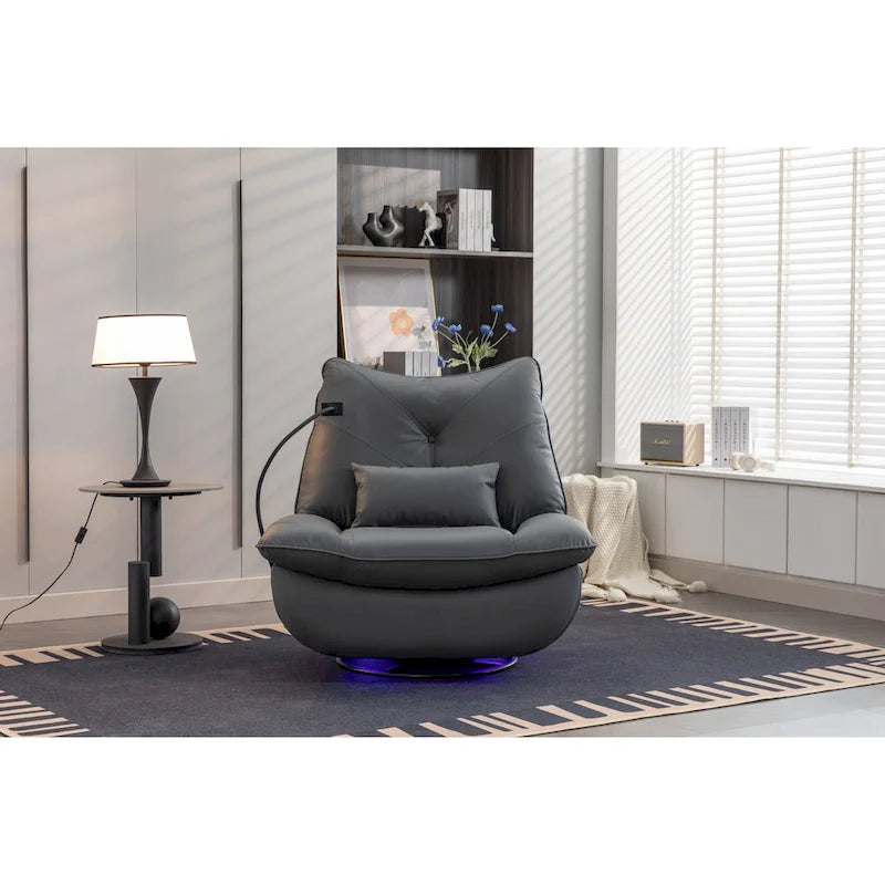 Sillón reclinable giratorio 270° con altavoz y puertos de carga