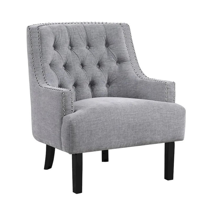 Sillón decorativo rosa de chenilla capitoné con ribete de tachuelas