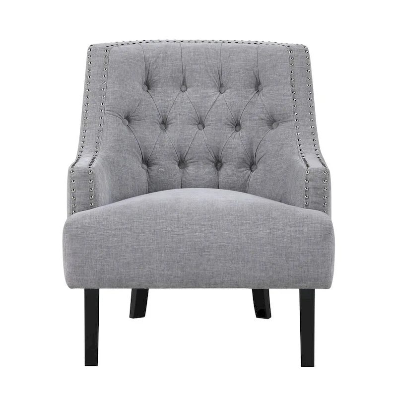 Sillón decorativo rosa de chenilla capitoné con ribete de tachuelas