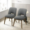 Sillas de comedor tapizadas gris claro con base de madera maciza, juego de 2