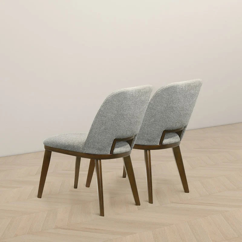 Sillas de comedor tapizadas gris claro con base de madera maciza, juego de 2