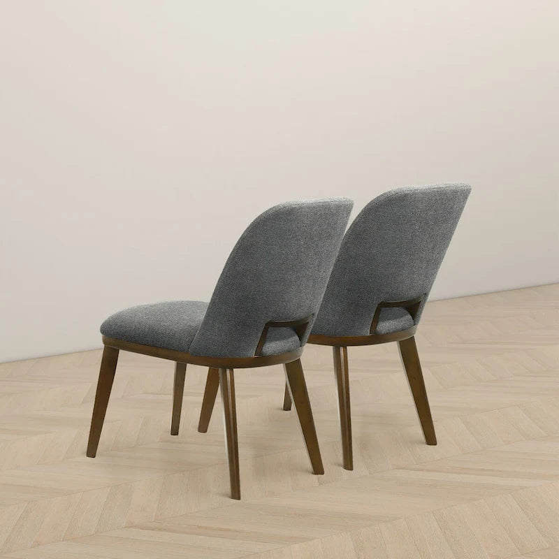 Sillas de comedor tapizadas gris claro con base de madera maciza, juego de 2