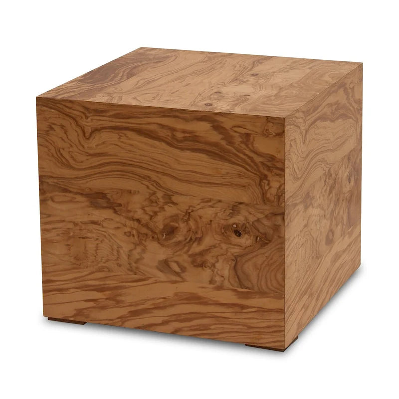 Mesa auxiliar de chapa de madera de raíz natural con estructura de abedul