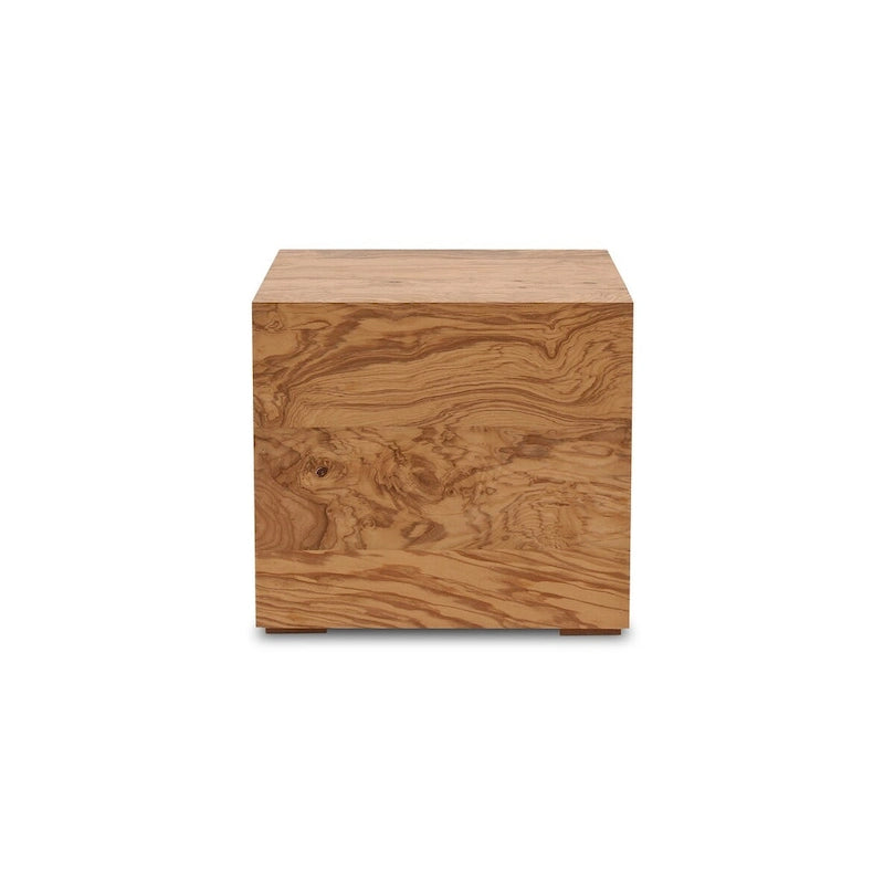 Mesa auxiliar de chapa de madera de raíz natural con estructura de abedul