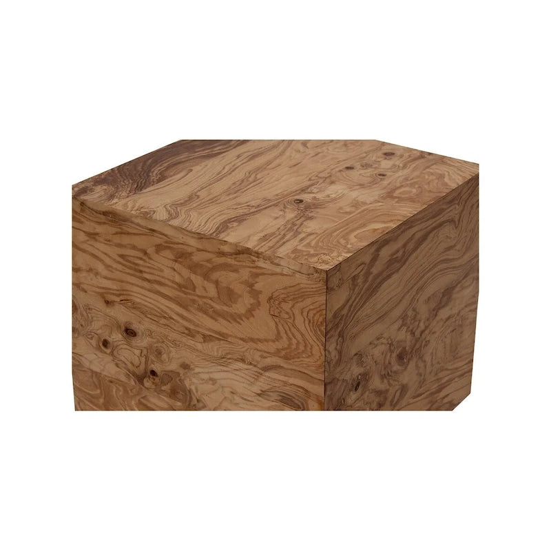 Mesa auxiliar de chapa de madera de raíz natural con estructura de abedul