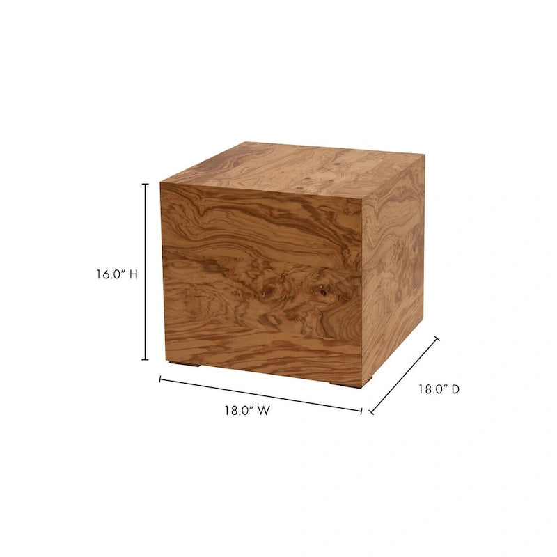 Mesa auxiliar de chapa de madera de raíz natural con estructura de abedul