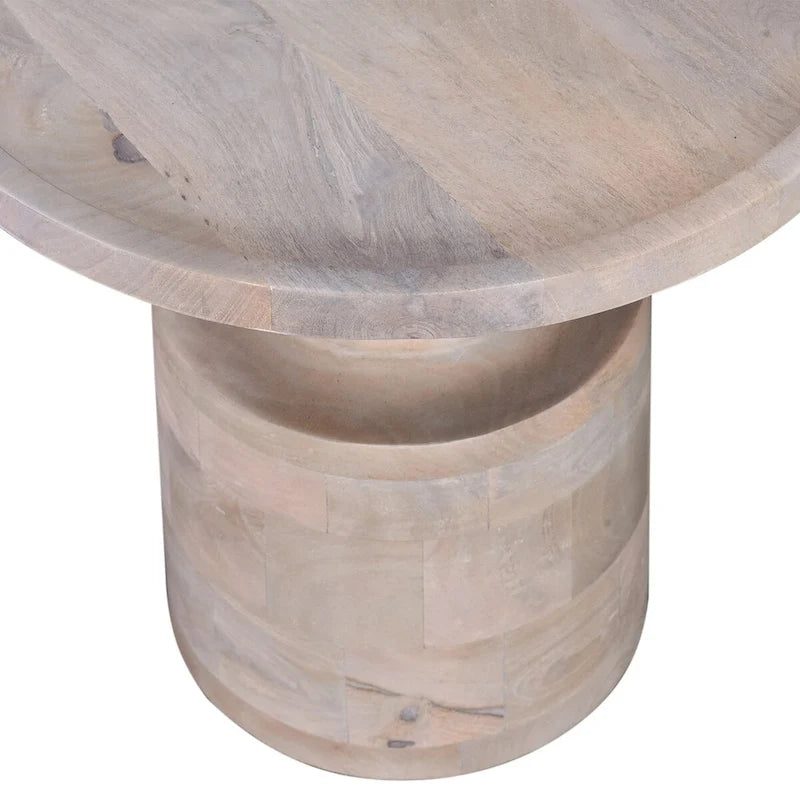Mesa auxiliar redonda de madera de mango de 18 pulgadas con base de pedestal