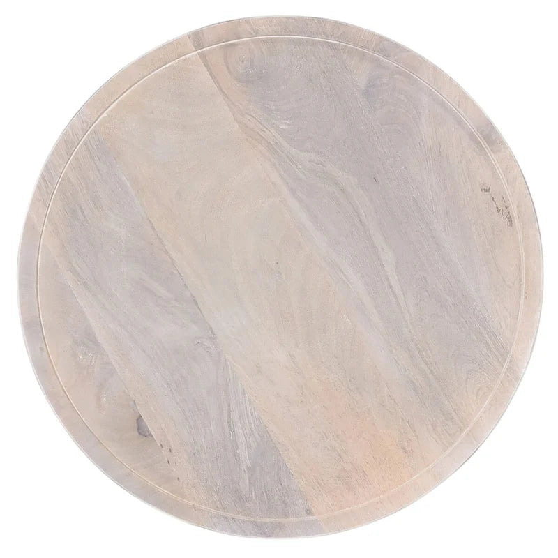 Mesa auxiliar redonda de madera de mango de 18 pulgadas con base de pedestal