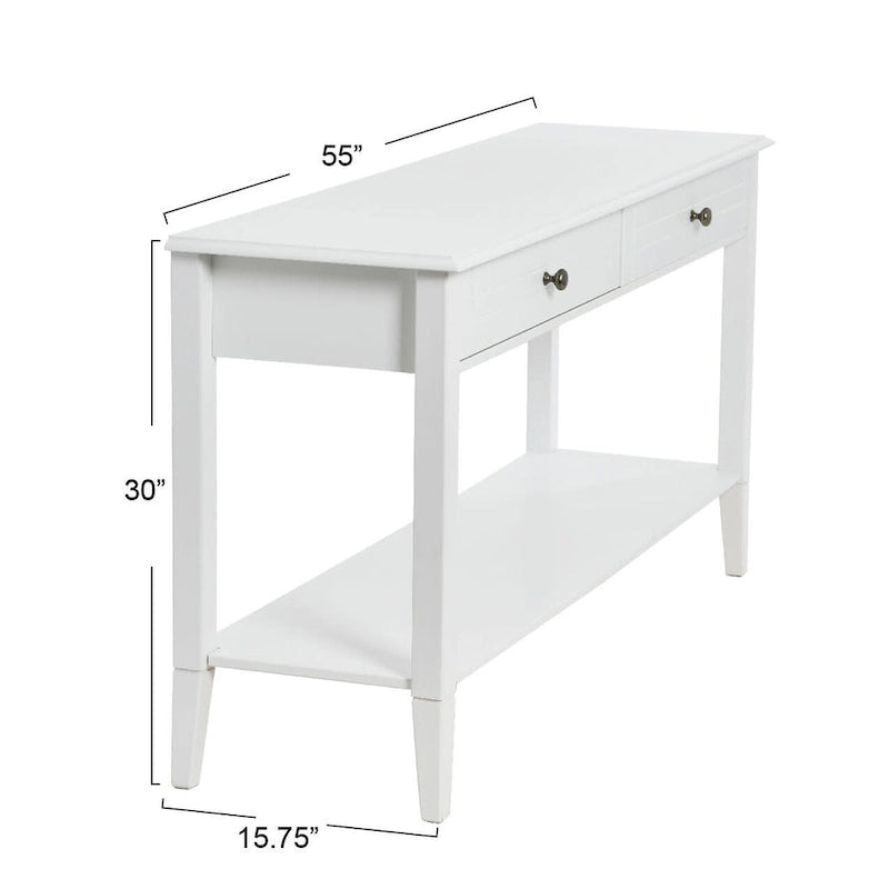 Mesa consola blanca con 2 cajones y estante inferior