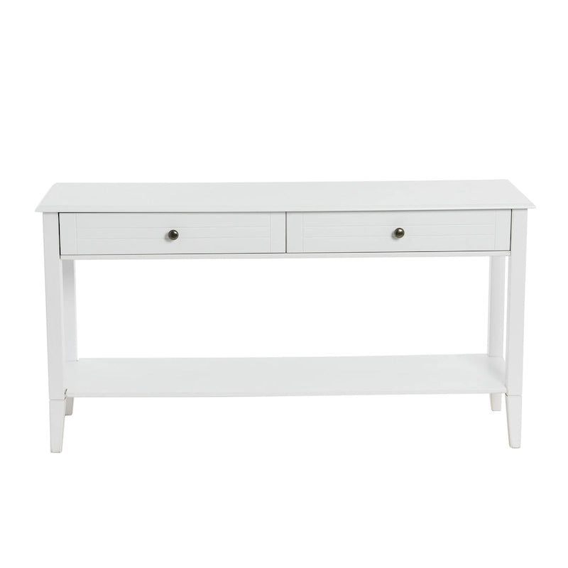 Mesa consola blanca con 2 cajones y estante inferior