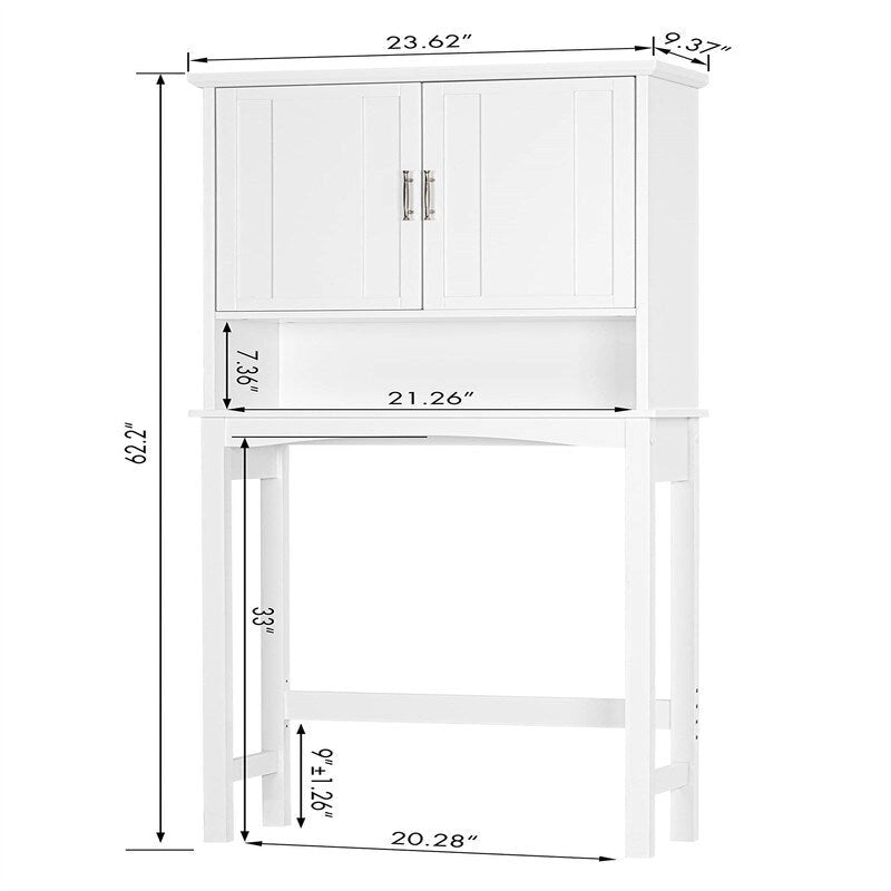 Mueble blanco de almacenamiento sobre el inodoro con estante ajustable